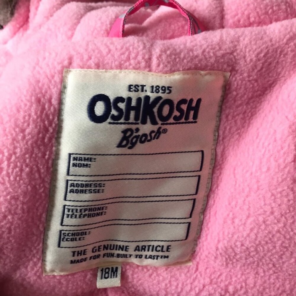 18M OshKosh Toddler Baby Girl Pink Bunting Snowsuit One Piece - Picture 9 of 11